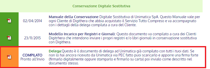 Istruzioni per scaricare la delega Unimatica direttamente dal cruscotto emettitori